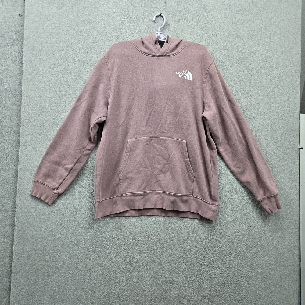 The North Face Men Hoodie XL Mauve Graphic Fleece Mountain Landscape Pullover